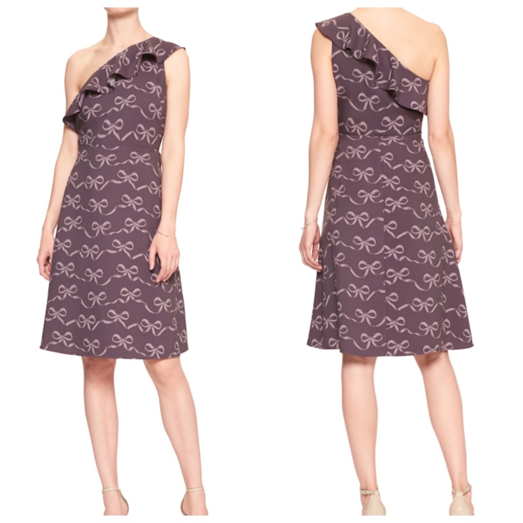 Banana Republic Lavender One Shoulder Sleeveless Fit & Flare Dress